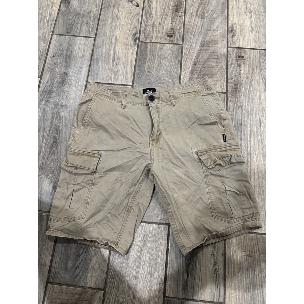 O'Neill Men's Khaki Tan Cargo Shorts Size 30 Standard Fit Zip Fly Pockets